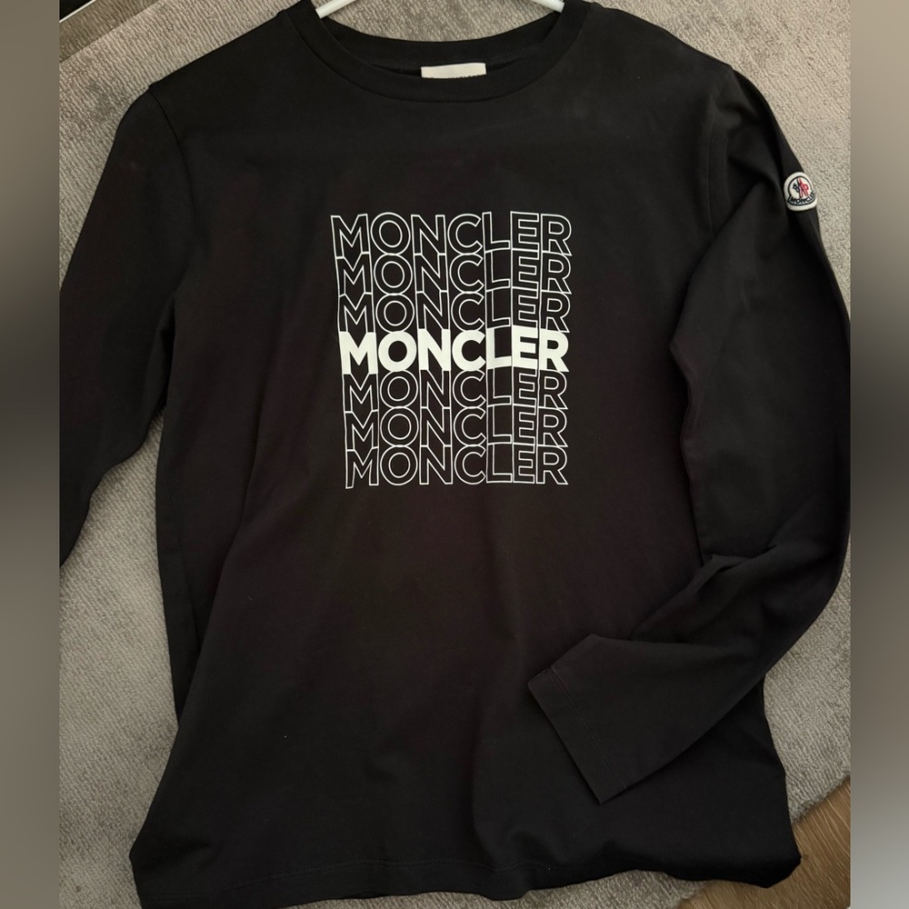 Moncler Boys Black Logo Long Sleeve Tee size 14